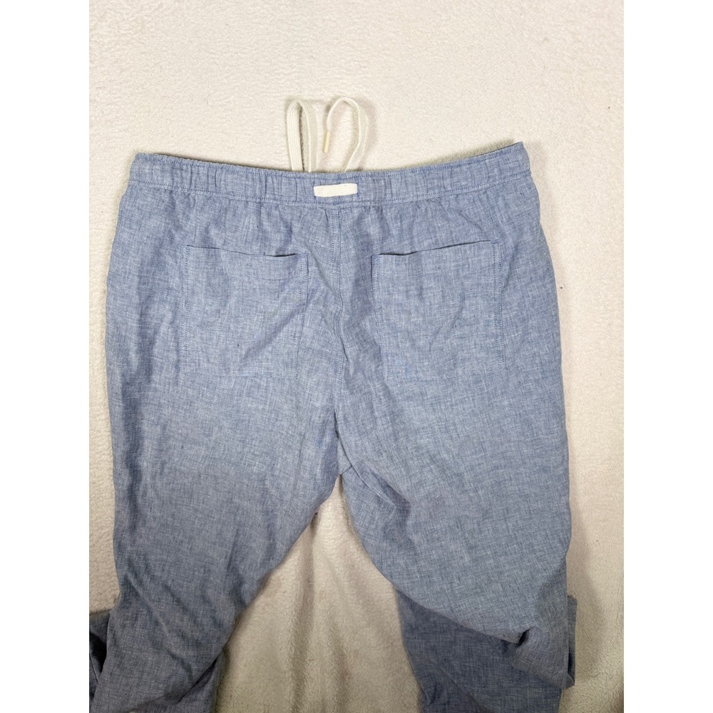Orvis Linen Blend Pants Drawstring Light Blue Chambray Straight Leg Women Large - Picture 4 of 13